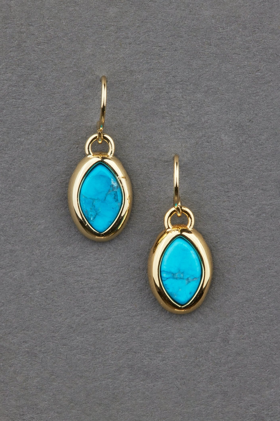 14k gold plated turquoise drop earring